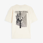 The Oversized Printed T-shirt in cream — back graphic featuring a cactus and C'est normal text
