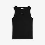 The Ribbed Tank Top in black — front view showing the white C'est normal logo
