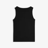The Ribbed Tank Top in black — back view highlighting the fine ribbed texture