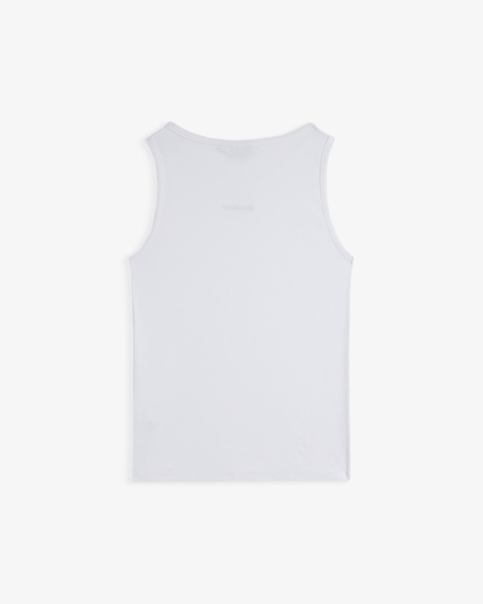 The Ribbed Tank Top in white — back view showing the clean ribbed texture