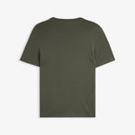 The Sanremo Linen Tee in Mulled Green — back view showing the clean rib collar