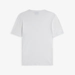 The Sanremo Linen Tee in white — back view showing the regular fit and clean rib collar