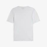 The Sanremo Linen Tee in white — back view showing the regular fit and clean rib collar
