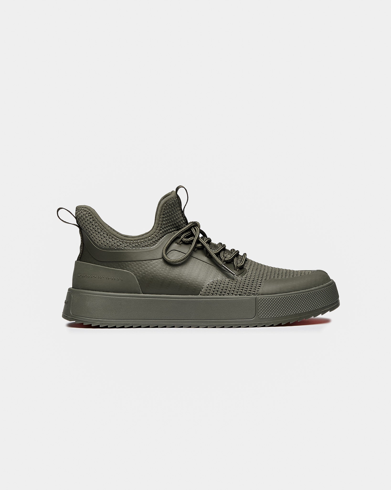 The Sneakers 2.0 in khaki — side view showing the breathable mesh upper and rubber sole