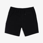 The Board Shorts in black — back view featuring the rear pocket and elasticated waistband