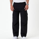 The Monterey Cargo Pant in Black — front view showing the relaxed straight fit