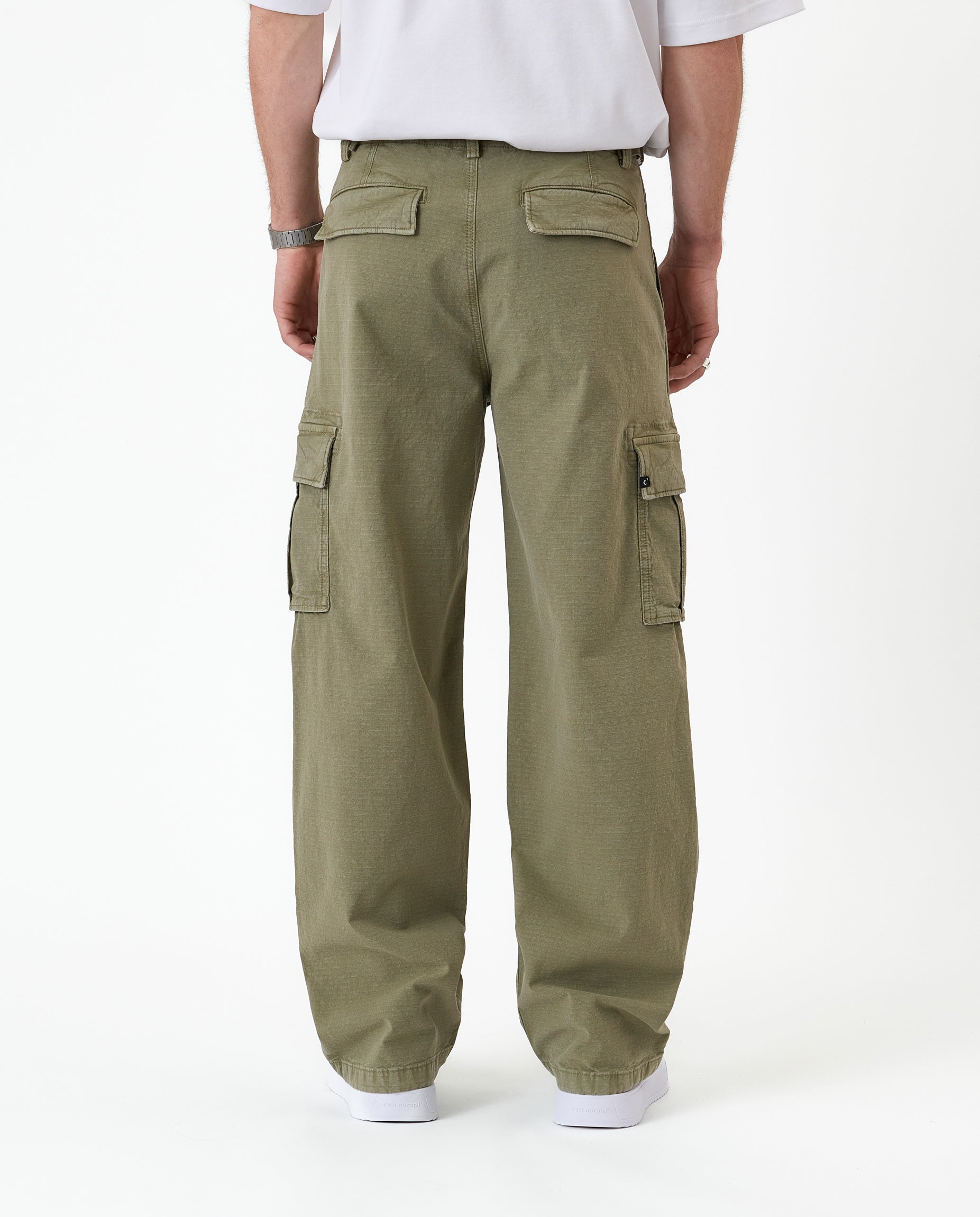 The Monterey Cargo Pant in light khaki — back view showing the relaxed straight fit