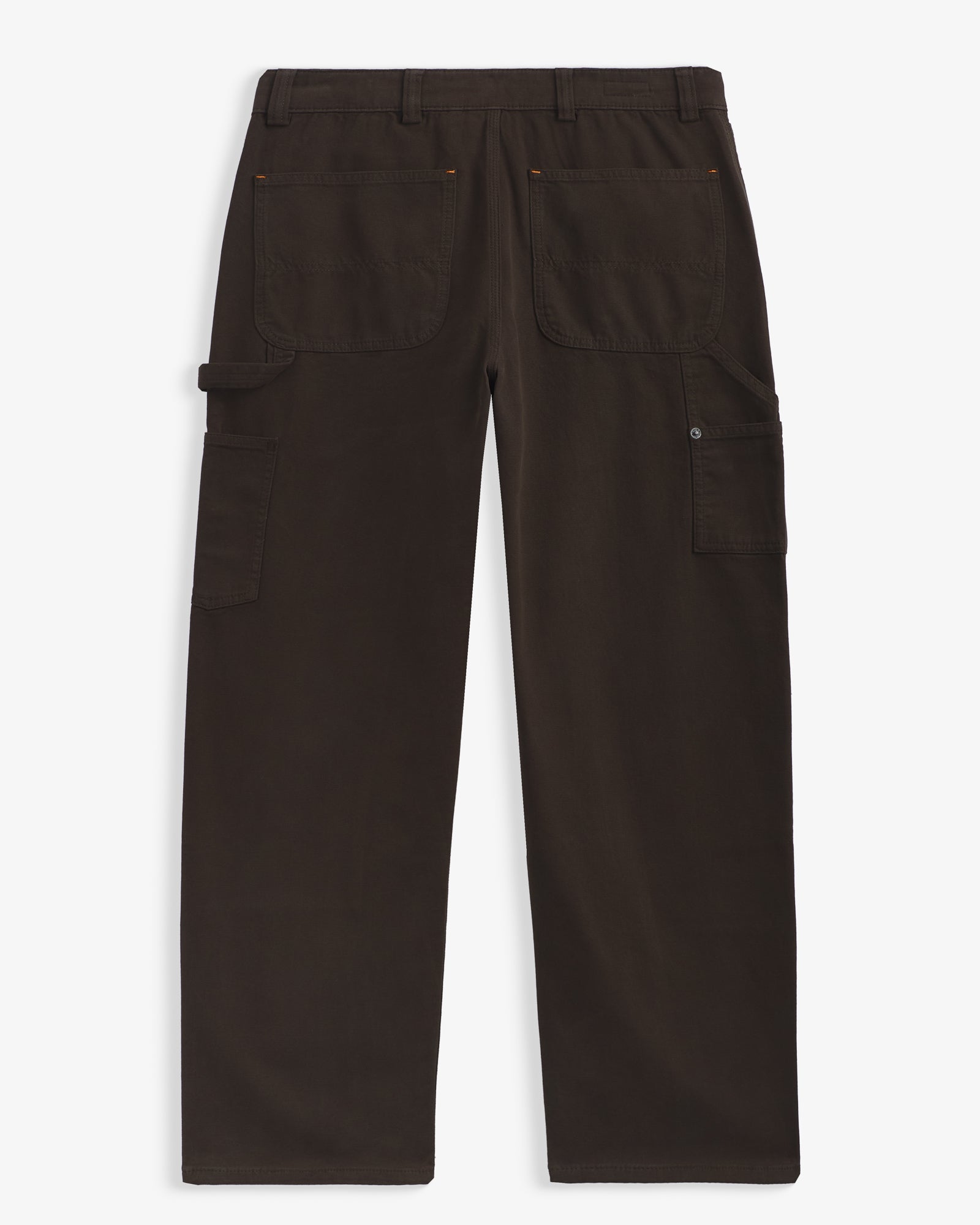 The Carpenter Pants in brown — back view highlighting utility pockets and hammer loop