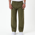 The Carpenter Pant in olive green — front view showing the straight leg silhouette