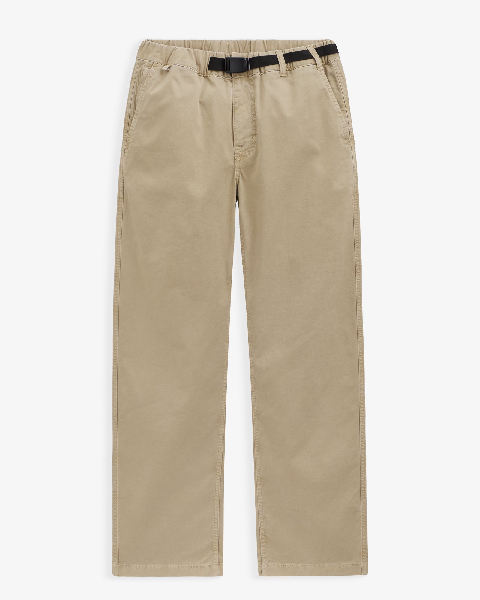 The Chamonix Chino in khaki — front view featuring an integrated black belt