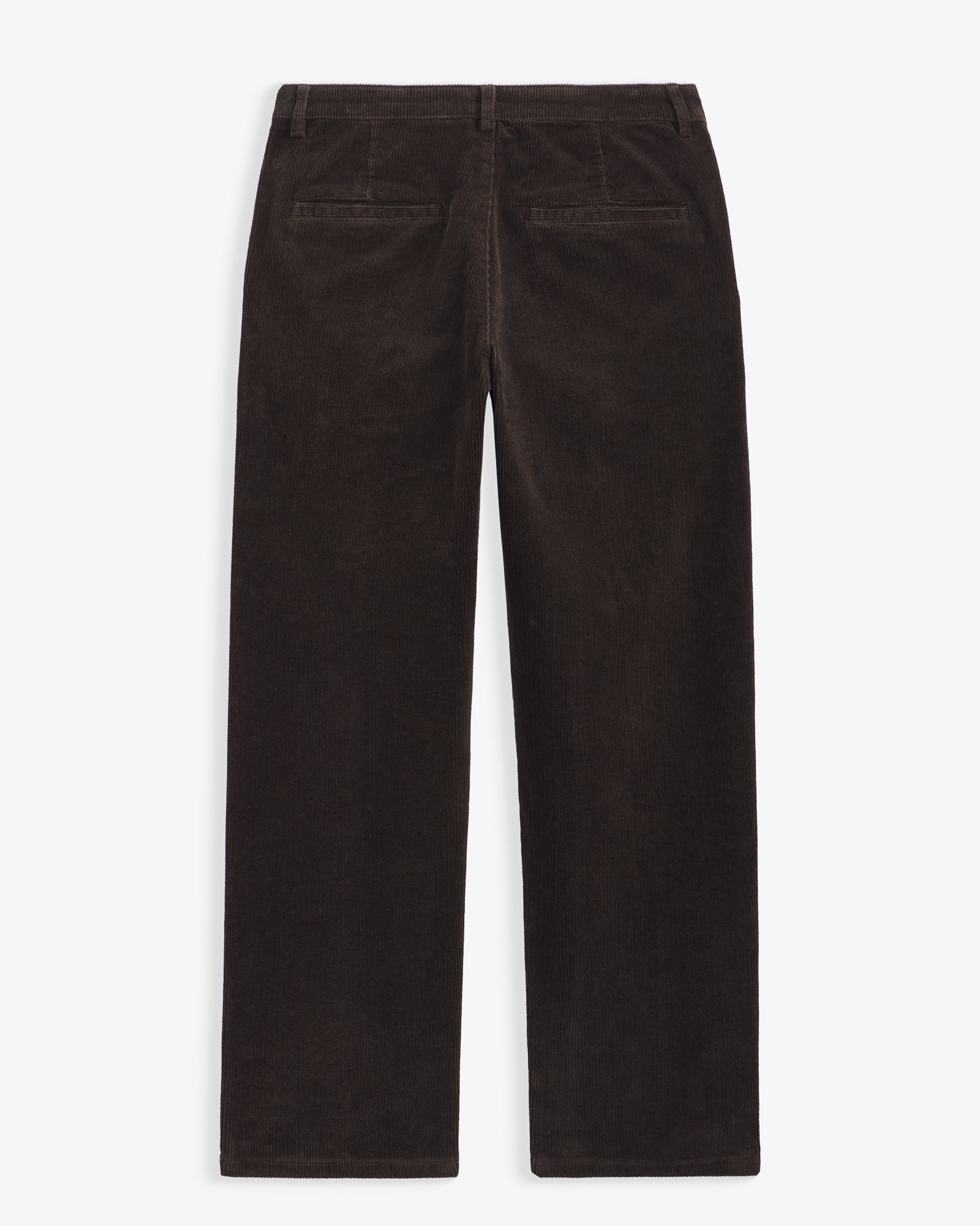 The Daily Cord Chino in chocolate — back view showing the pockets