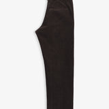 The Daily Cord Chino in chocolate — folded view showing the corduroy texture