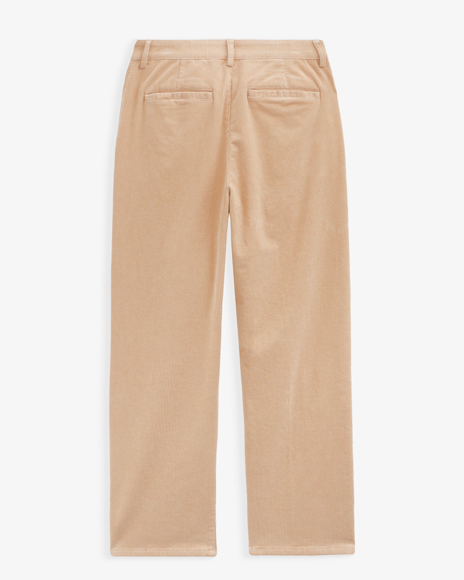 The Daily Cord Chino in Irish cream — back view with buttoned rear pockets