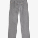 The Jeans Relaxed Straight Fit in light grey — back view with a rubber patch