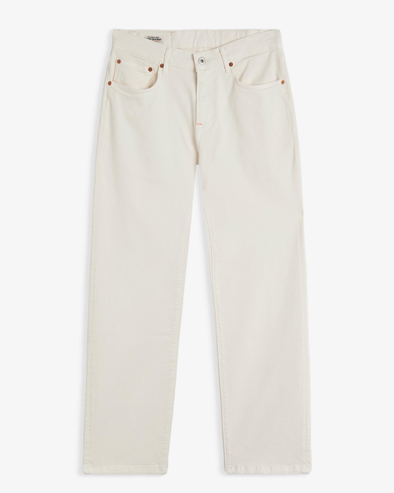 The Jeans Relaxed Straight Fit in ecru — front view against a white background