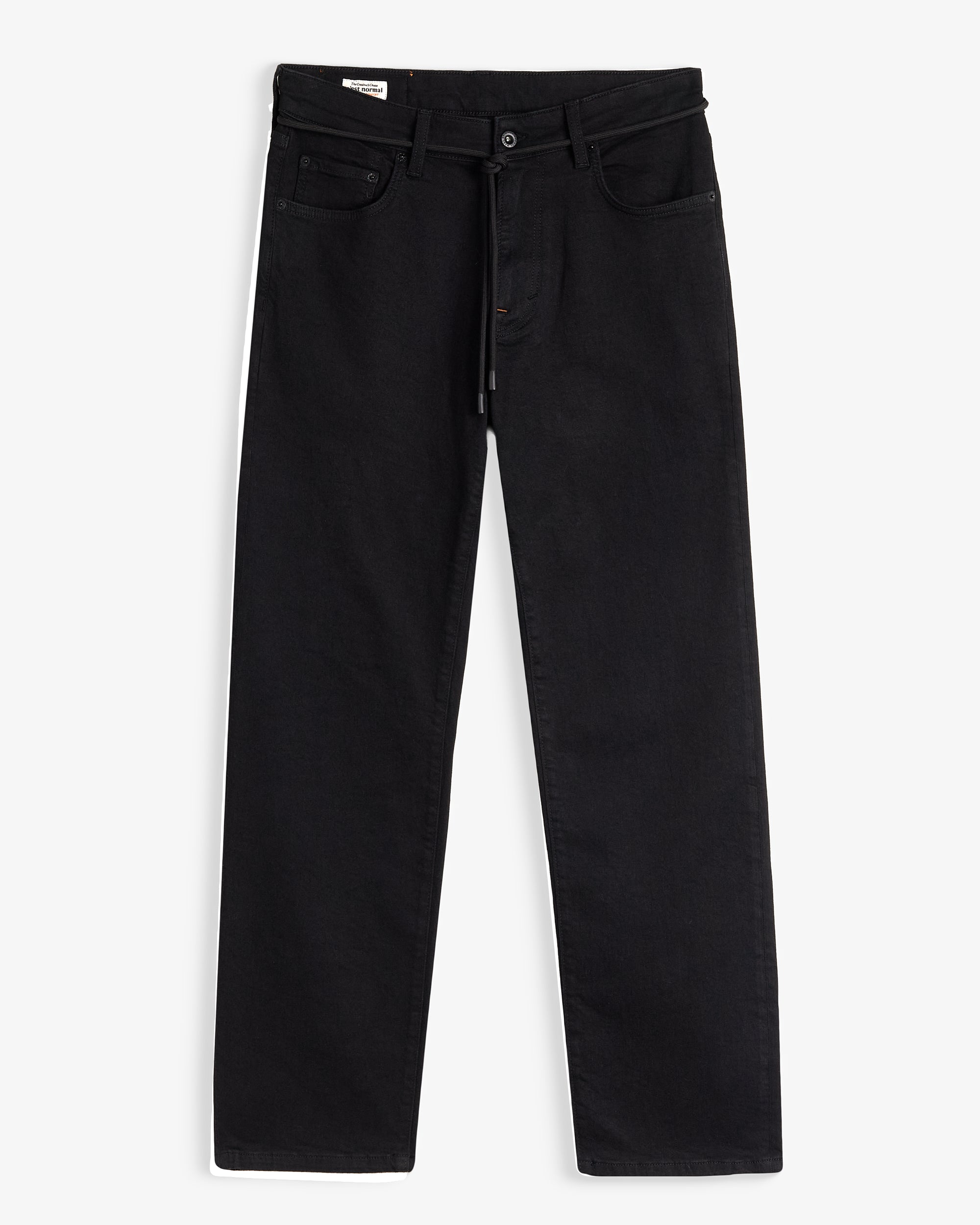 The Jeans Relaxed Straight Fit in Jet Black — front view showing the straight leg silhouette