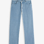 The Jeans Relaxed Straight Fit in light blue — front view featuring a drawstring waist detail