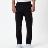 The Proper Pant Regular Fit in black — front view showing the clean straight leg silhouette