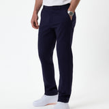 The Proper Pant Regular Fit in navy — side view showing the straight leg silhouette