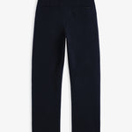 The Proper Pant Relaxed Straight Fit in navy — laid flat showing back pockets