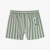 The Shorts in Lombok Stripe — back view with a single buttoned pocket