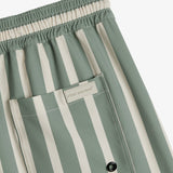 The Shorts in Lombok Stripe — close-up of the back pocket with a C'est normal patch