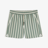 The Shorts in Lombok Stripe — front view with green and white vertical stripes