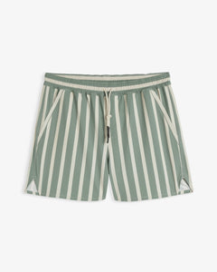The Shorts in Lombok Stripe — front view with green and white vertical stripes