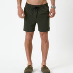 The Shorts in khaki — front view showing the drawstring and small C'est normal logo