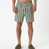 The Shorts in Lombok Stripe — featuring vertical green and beige stripes