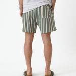 The Shorts in Lombok Stripe — back view showing the rear pocket and button detail