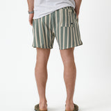 The Shorts in Lombok Stripe — back view showing the rear pocket and button detail