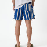 The Shorts in nautical stripe — back view showing the rear pocket and vertical stripes