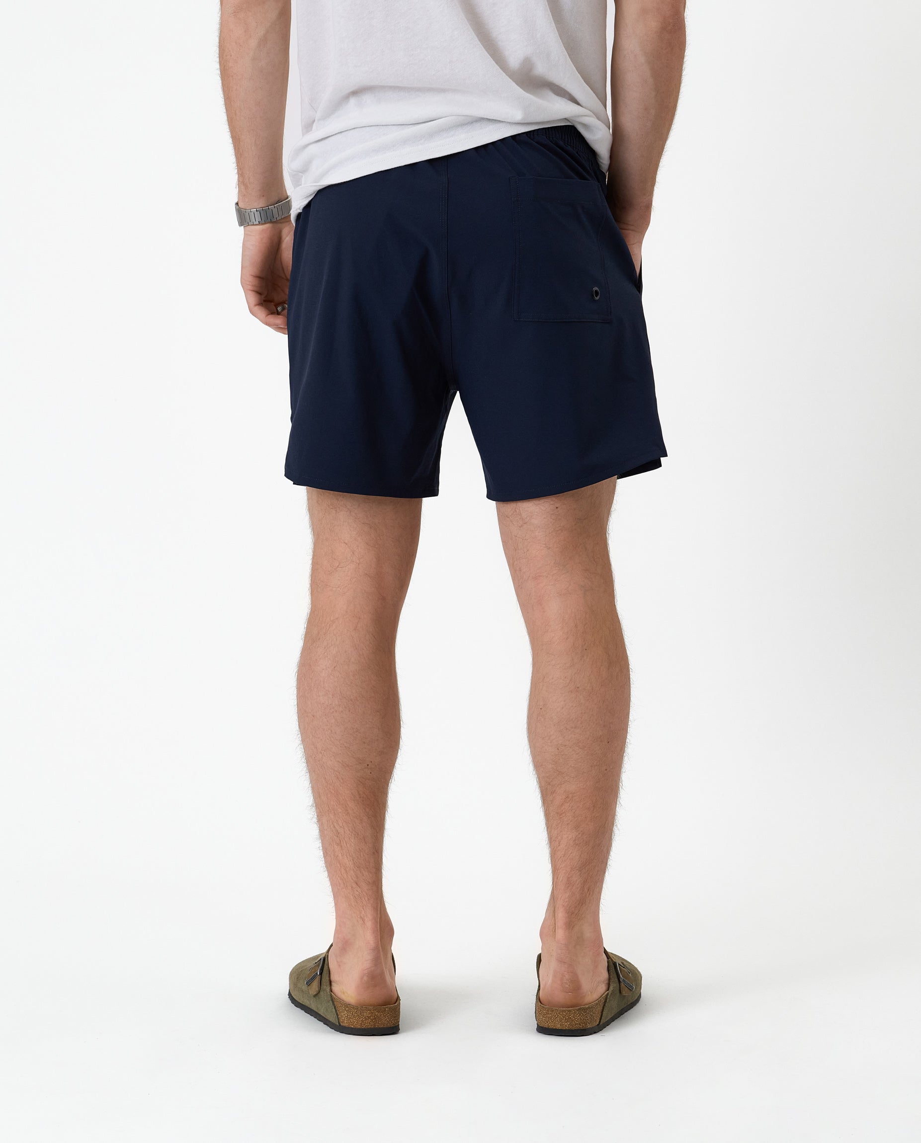 The Shorts in navy — rear view showing the back pocket