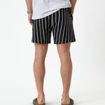 The Shorts in Noir Stripe — back view showing the vertical stripe pattern