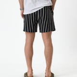 The Shorts in Noir Stripe — back view showing the vertical stripe pattern