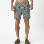 The Shorts in tile — front view featuring a geometric pattern and drawstring