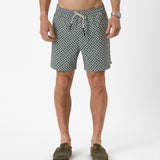 The Shorts in tile — front view featuring a geometric pattern and drawstring