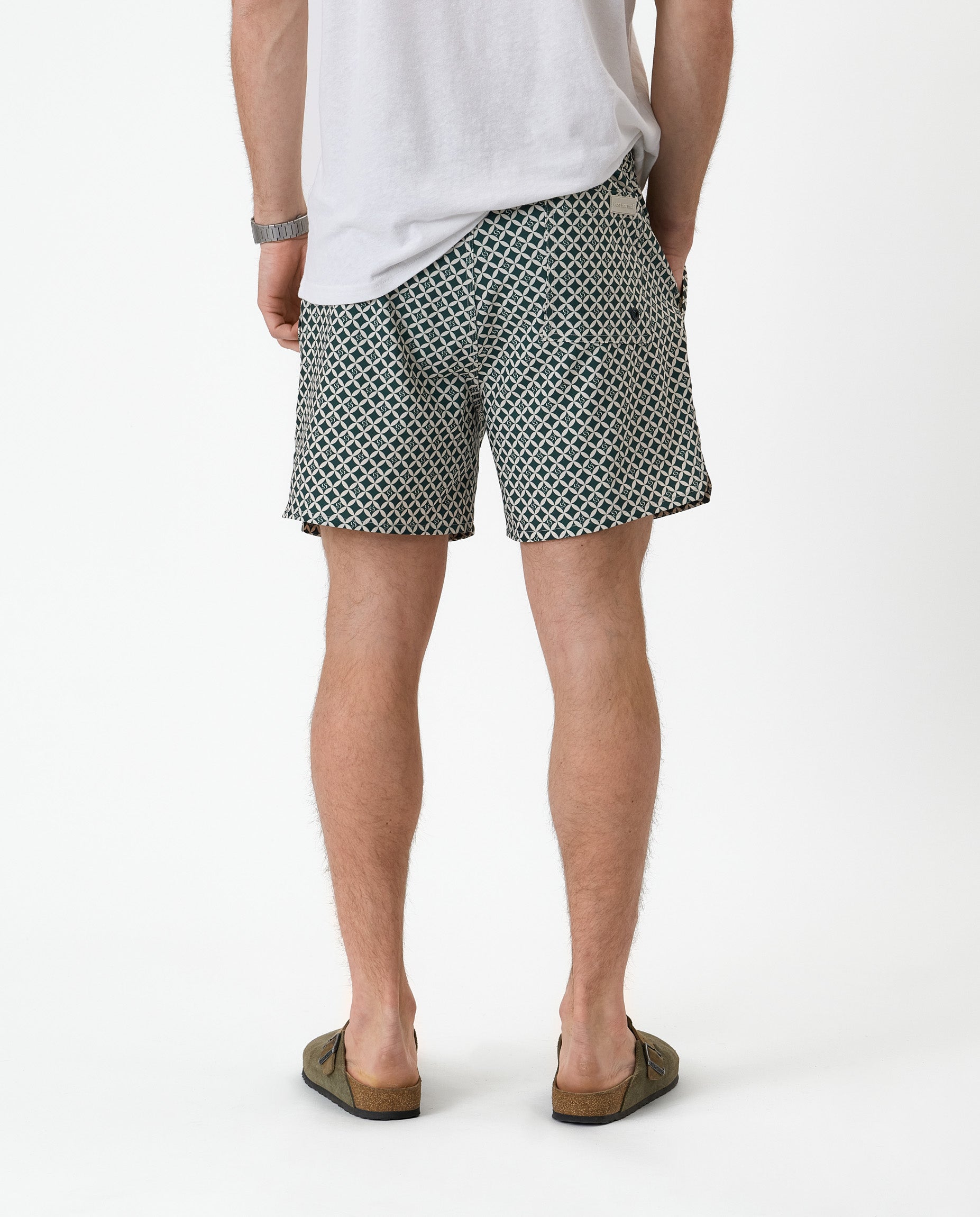 The Shorts in tile — back view showing the geometric pattern