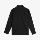 The Workwear Overshirt in black — back view with tone-on-tone branding