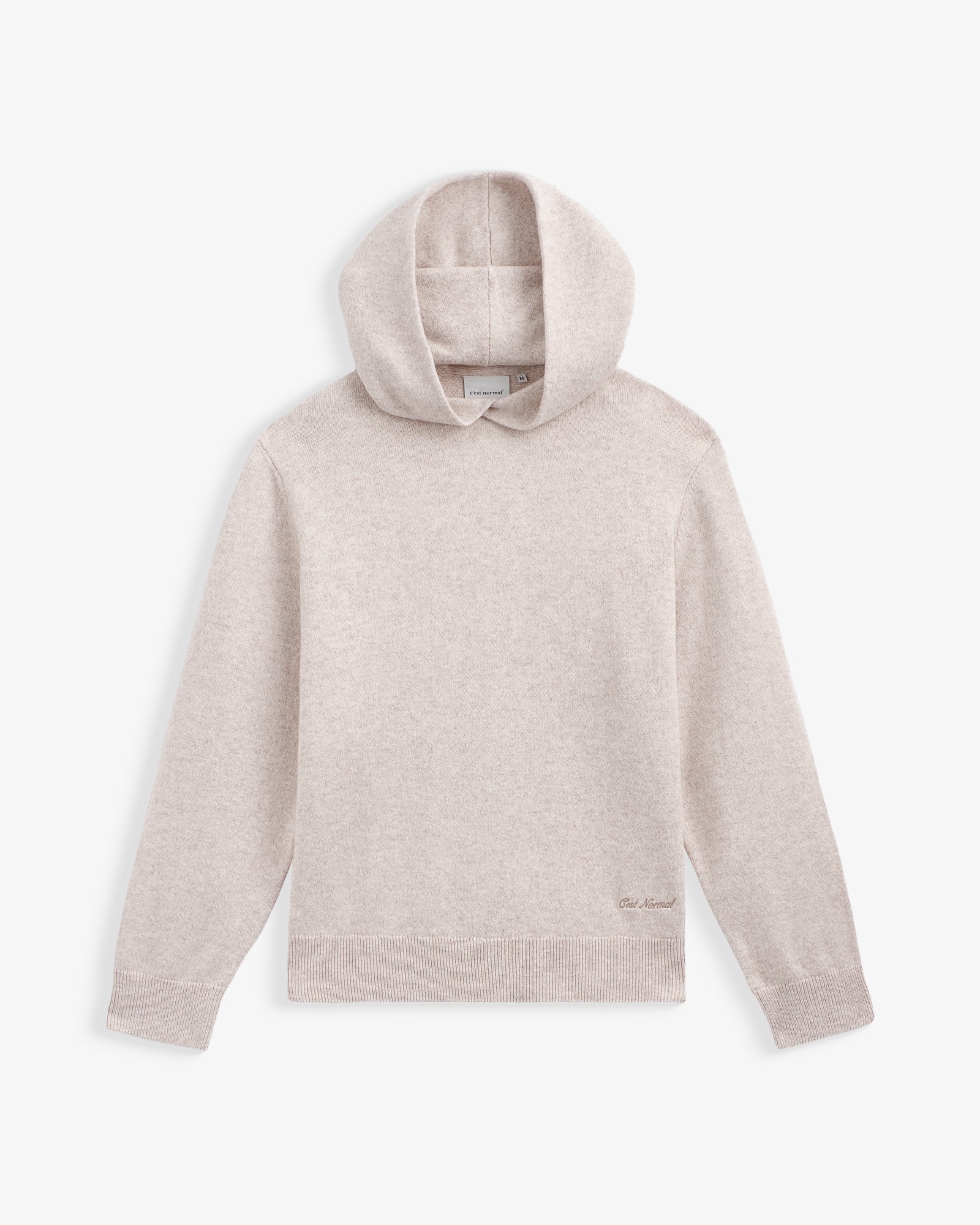 The Toulouse Hoodie in beige — front view showing knit texture