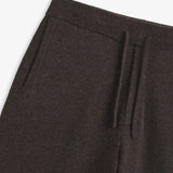 The Toulouse Pant in brown melange — close-up of the waistband and drawstring
