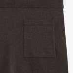 The Toulouse Pant in brown melange — close-up of the back pocket and knit texture