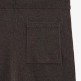 The Toulouse Pant in brown melange — close-up of the back pocket and knit texture
